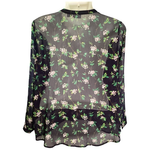 Plus Size Liz Claiborne Black Floral Sheer Blouse, Size 2X - Picture 4 of 8